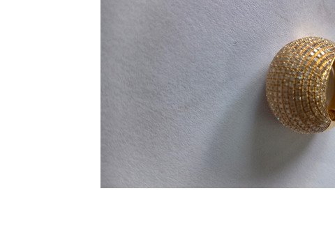 Anel em ouro amarelo modelo bolha com brilhantes branco - 4