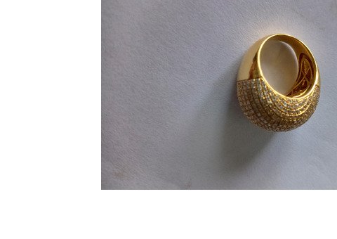 Anel em ouro amarelo modelo bolha com brilhantes branco - 5