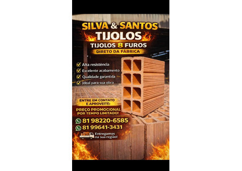 Tijolos de 8 furos na Promoção